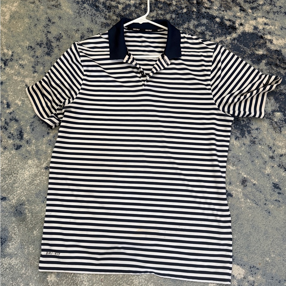 Nike Blue and White Striped Dri-FIT Top
